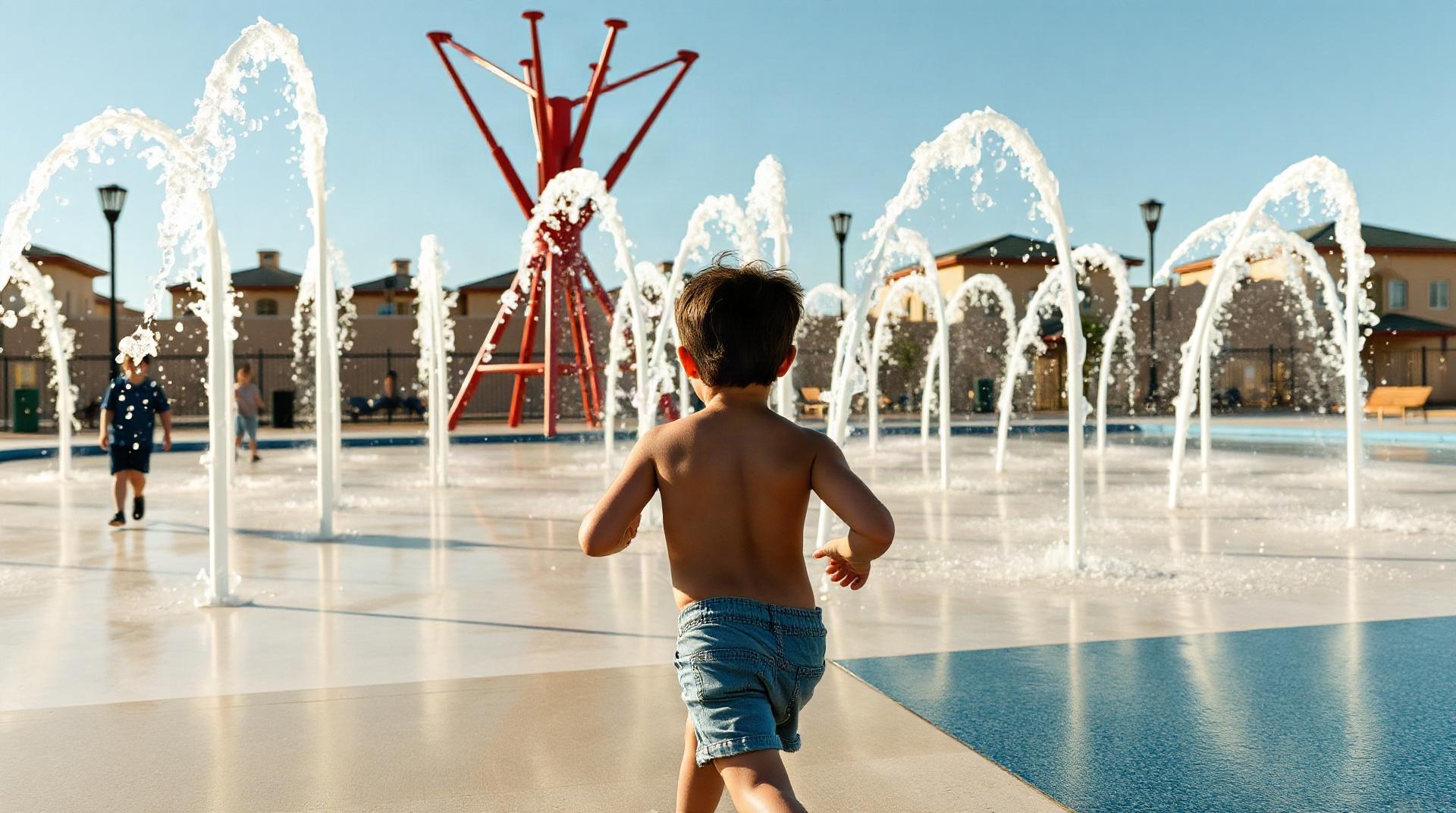 Enfants profitant d'une attraction aquatique lors d'une journée peu chargée dans un parc