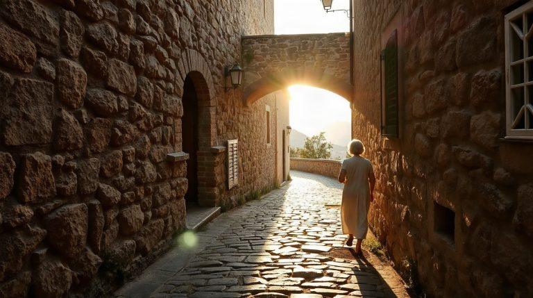 Ruelles en pierre d'un village médiéval perché de Ligurie