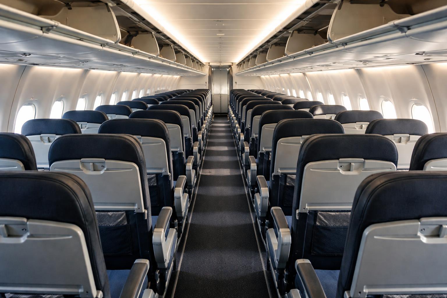 Passager consultant un plan de cabine avant un long-courrier