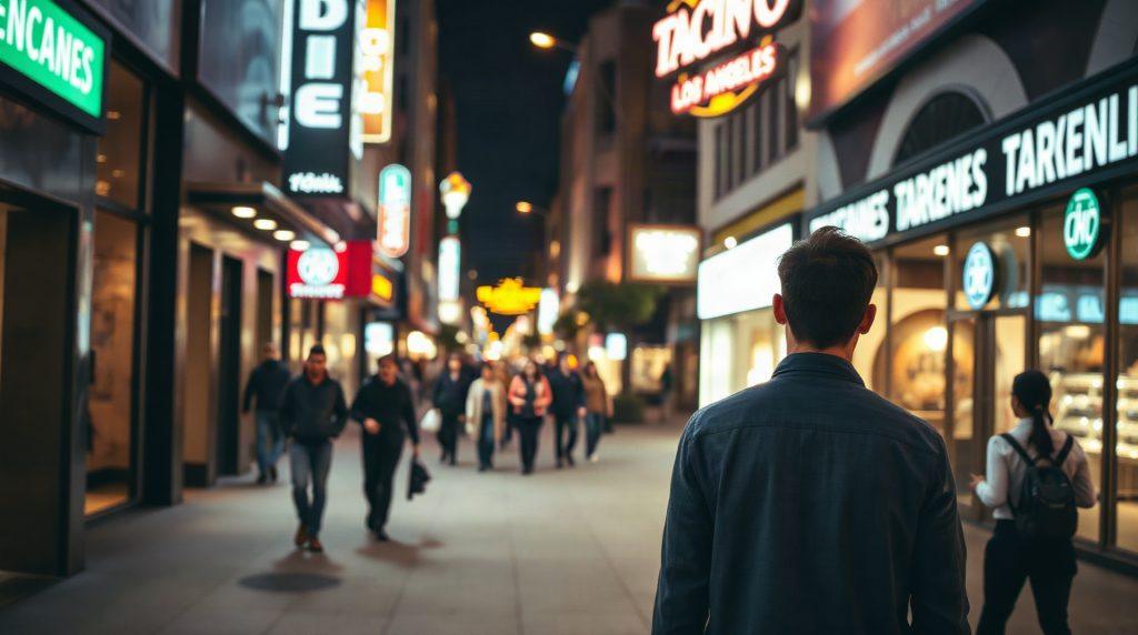 Rue animée de nuit dans le centre de Los Angeles