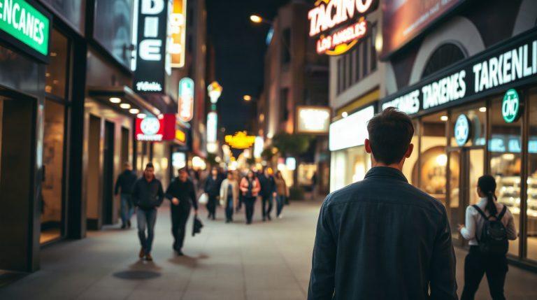 Rue animée de nuit dans le centre de Los Angeles