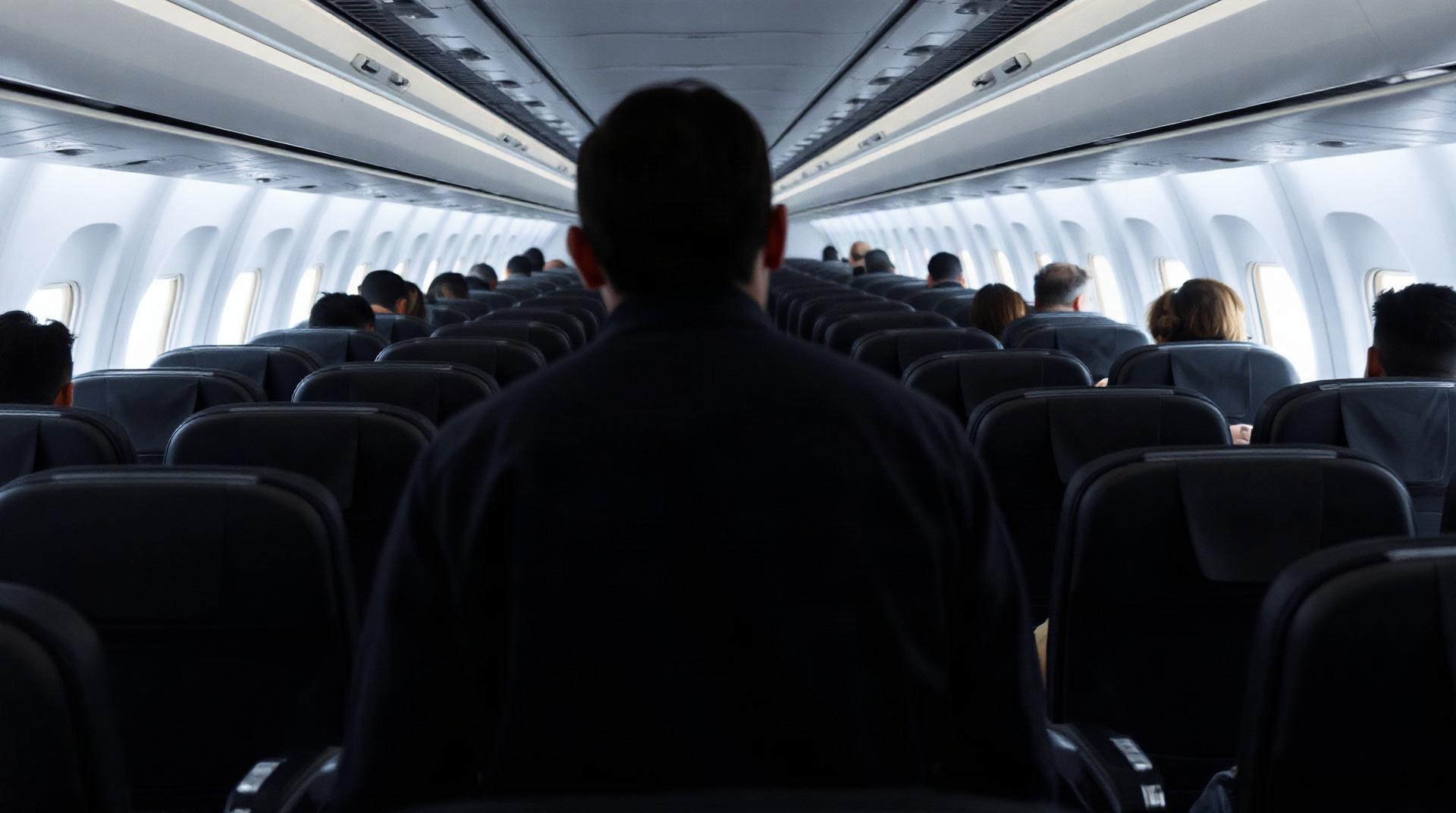 Vue de la cabine économique d'un Boeing 777-300 en configuration 3-4-3